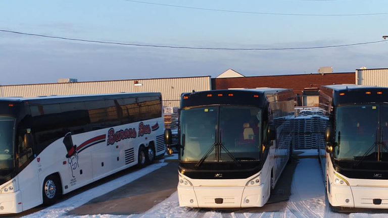 barons bus our fleet exterior fleet yard parking