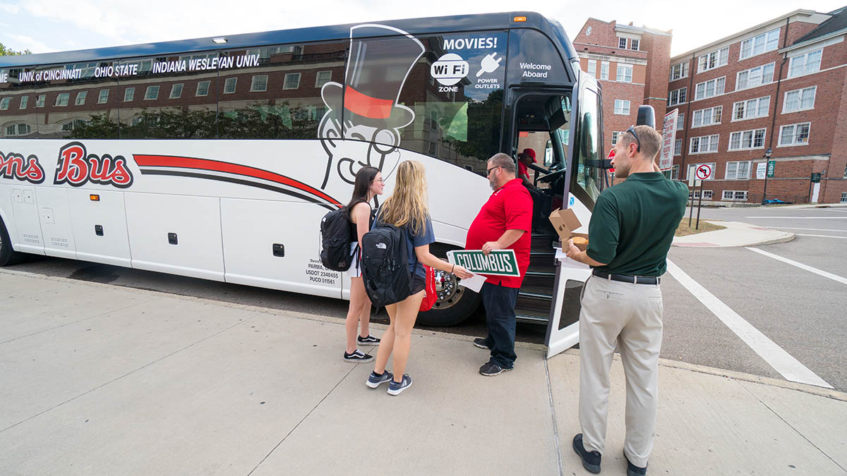 barons bus school and church charter bus transporting students