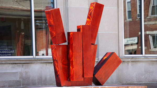 barons bus tickets city attraction sign of love by sculptor alex mendez decatur indiana